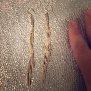 Golden dangle straw earrings